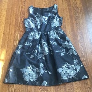 Silver Roses Vintage MCM Inspired White House Black Market Party Dress Crinoline